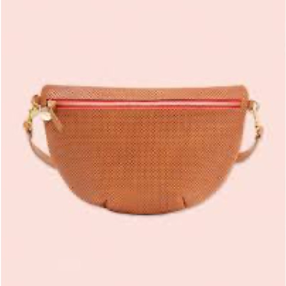 Clare V Grande Fanny - Cuoio Perf with Red Zipper